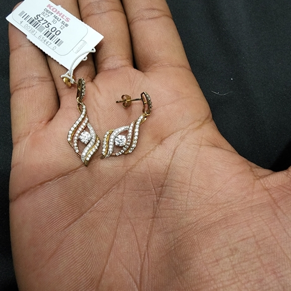 Elegant rg yg on SS earrings - Picture 3 of 3